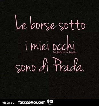 Le borse sotto i miei occhi sono di Prada