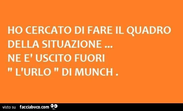Ho cercato di fare il quadro della situazione, ne è uscito fuori l'urlo di Munch