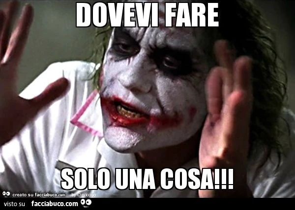 Dovevi fare solo una cosa