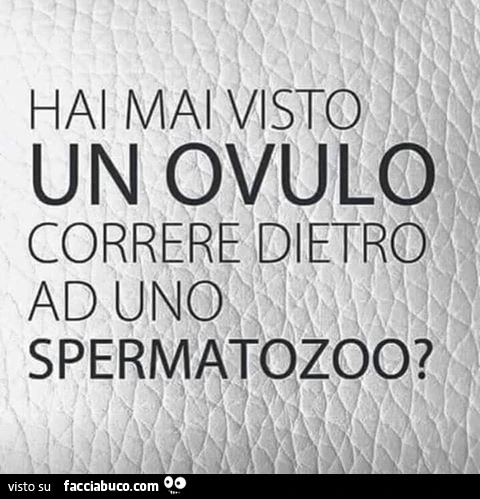 Hai mai visto un ovulo correre dietro ad uno spermatozoo?