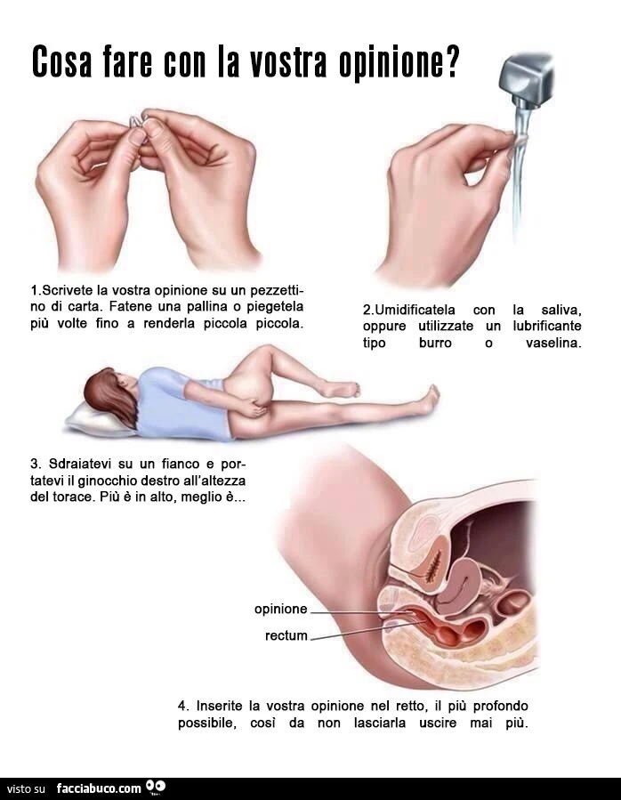 Cosa fare con la vostra opinione?