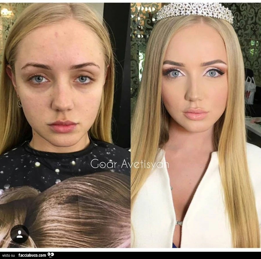 Comparazione senza trucco e con trucco