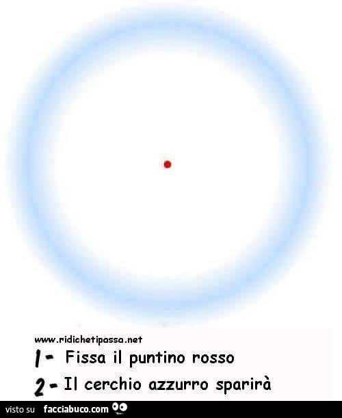 Fissa il puntino rosso. Il cerchio azzurro sparirà