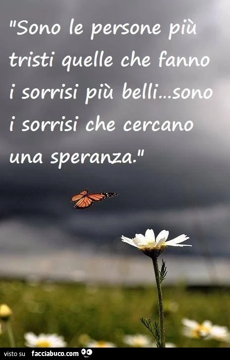 Sono le persone più tristi quelle che fanno i sorrisi più belli… sono i sorrisi che cercano una speranza
