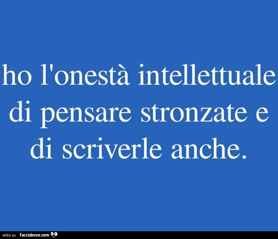 Ho l'onestà intellettuale di pensare stronzate e di scriverle anche