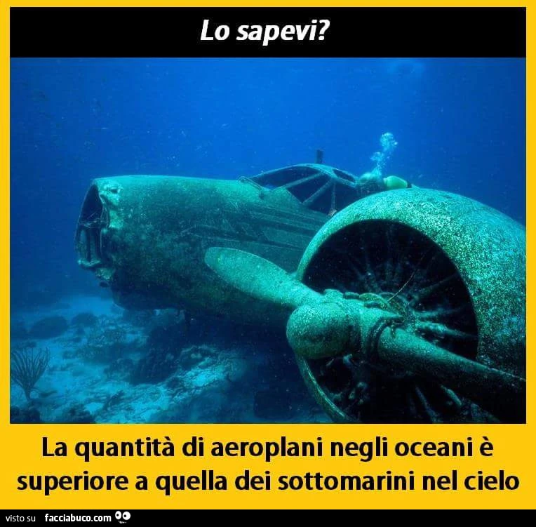 Lo sapevi? La quantità di aereoplani negli oceani è superiore a quella dei sottomarini nel cielo