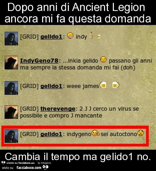 Dopo anni di ancient legion ancora mi fa questa domanda cambia il tempo ma gelido1 no