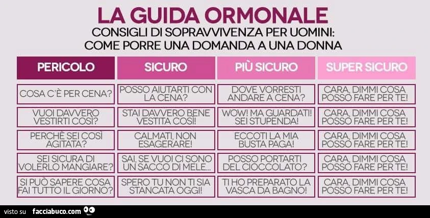La guida ormonale. Consigli di sopravvivenza per uomini: come porre una domanda a una donna