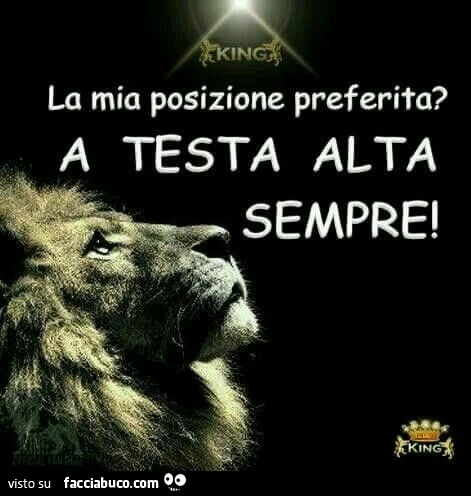 La mia posizione preferita? A testa alta sempre