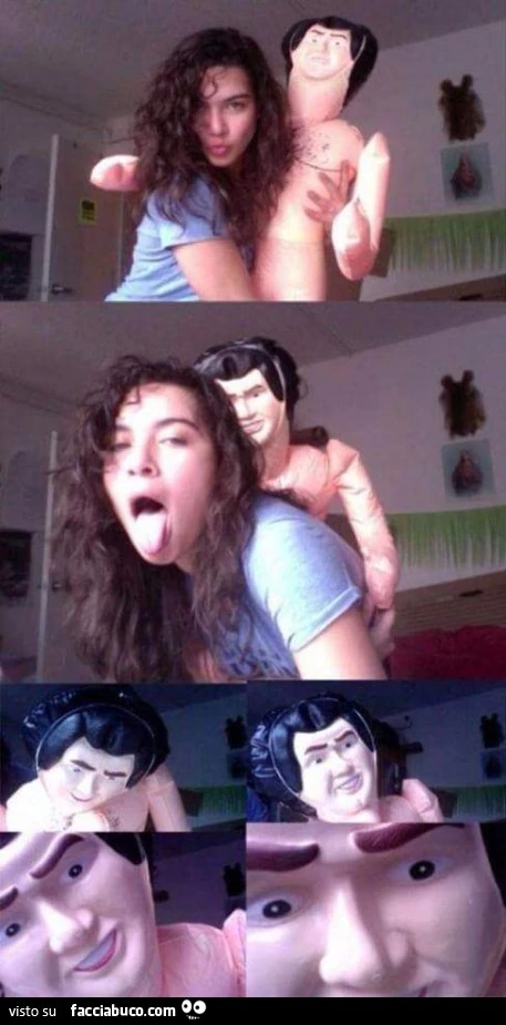 Ragazza fa la scema in cam con bambolo gonfiabile
