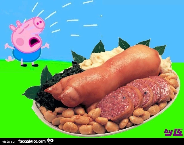Zampone di Peppa Pig con cotechino e fagioli