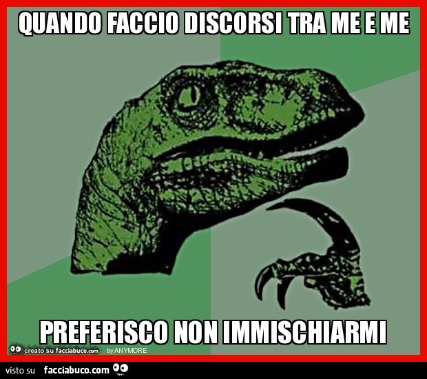 Quando faccio discorsi tra me e me preferisco non immischiarmi