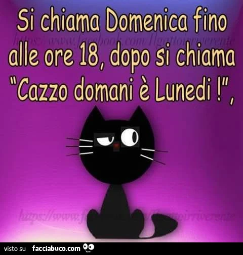 Si chiama Domenica fino alle ore 18, dopo si chiama cazzo domani è Lunedì