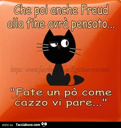 Che poi anche Freud alla fine avrà pensato. Fate un po' come cazzo vi pare