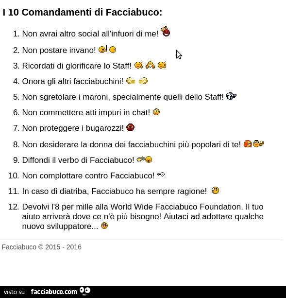 Commenti ai 10 comandamenti di Facciabuco