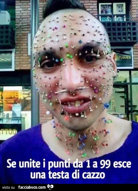 Se unite i punti da 1 a 99 esce una testa di cazzo