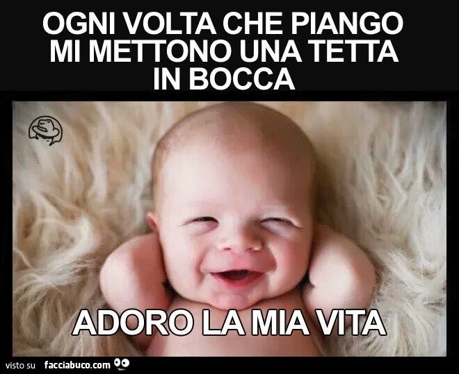 Ogni volta che piango mi mettono una tetta in bocca! Adoro la mia vita