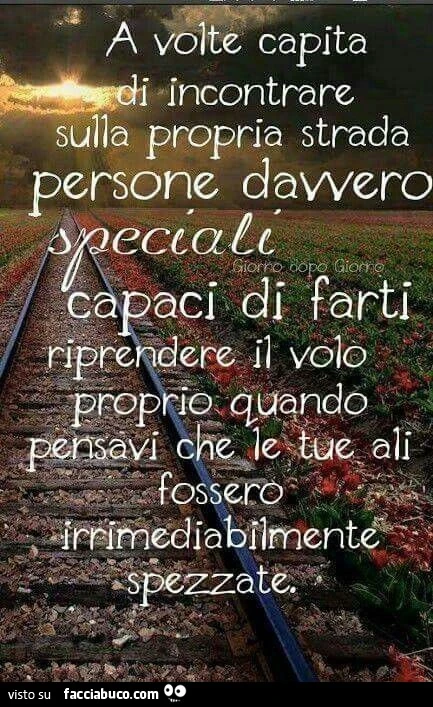 A volte capita di incontrare sulla propria strada persone davvero speciali capaci di farti riprendere il volo proprio quando pensavi che le tue ali fossero irrimediabilmente spezzate