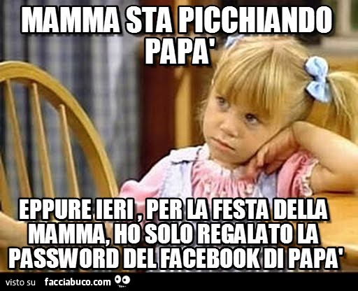 Mamma sta picchiando papà, eppure ieri per la festa della mamma, ho solo regalato la password del Facebook di papà