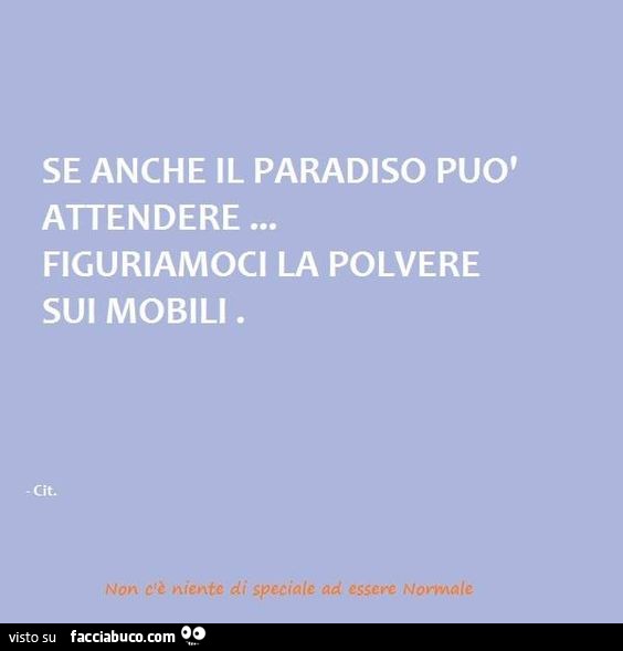 Se Anche Il Paradiso Puo Attendere Figuriamoci La Polvere Sui Mobili Facciabuco Com