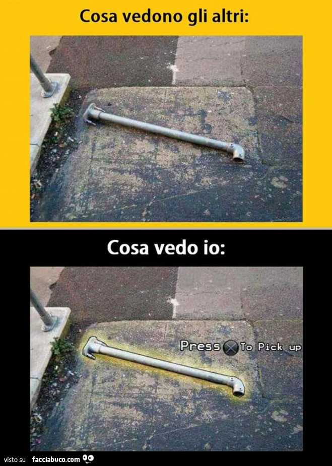 Cosa vedono gli altri. Cosa vedo io: Press X to pick up