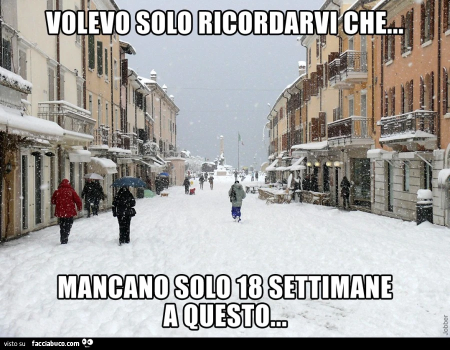 Volevo solo ricordarvi che mancano solo 18 settimane a questo