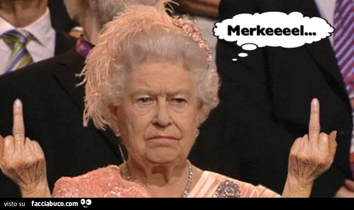 Regina Elisabetta fa dito medio alla Merkel