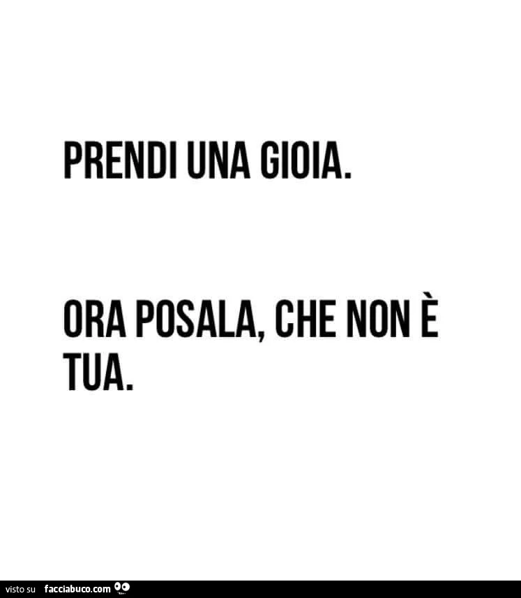 Prendi una gioia. Ora posala che non è tua