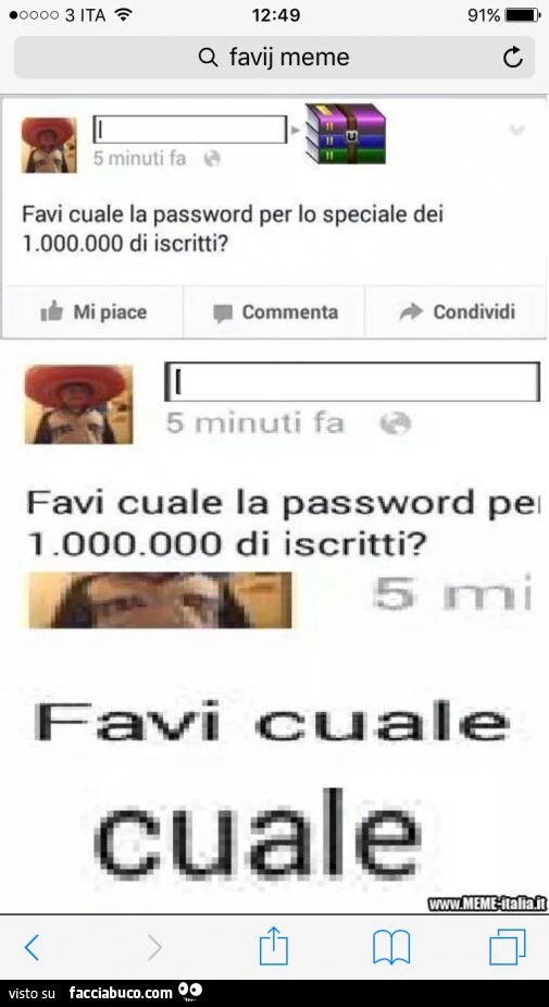 Favi cuale la password per lo speciale dei 1.000.000 di iscritti?