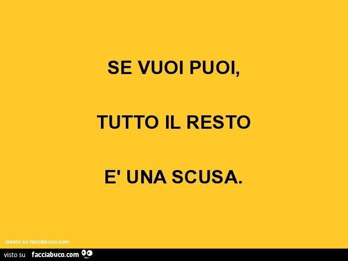 Se vuoi puoi, tutto il resto è una scusa