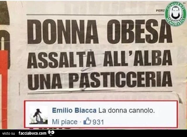 Donna obesa assalta all'alba una pasticceria. La donna cannolo