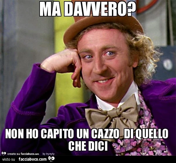 Ma davvero? Non ho capito un cazzo di quello che dici