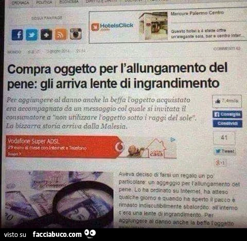 Compra oggetto per l'allungamento del pene: gli arriva lente di ingrandimento