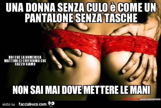 Una donna senza culo è come un pantalone senza tasche. Non sai mai dove mettere le mani