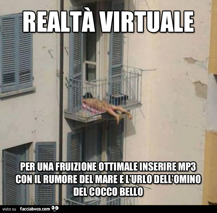 Realtà virtuale. N. B. Per una fruizione ottimale inserire mp3 con il rumore del mare e l'urlo dell'omino del cocco bello