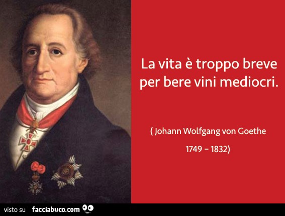 La vita è troppo breve per bere vini mediocri. Johann Wolfgang Von Goethe