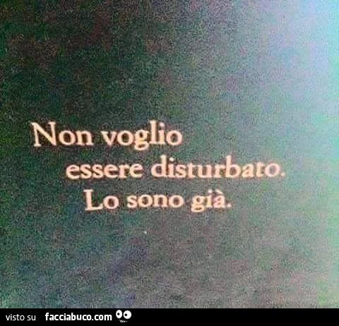 Non voglio essere disturbato. Lo so già