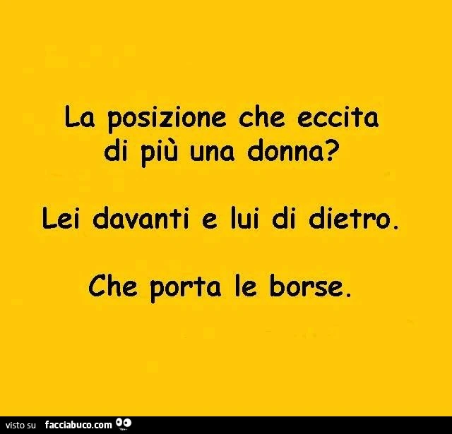La posizione che eccita di più una donna? Lei davanti e lui di dietro. Che porta le borse