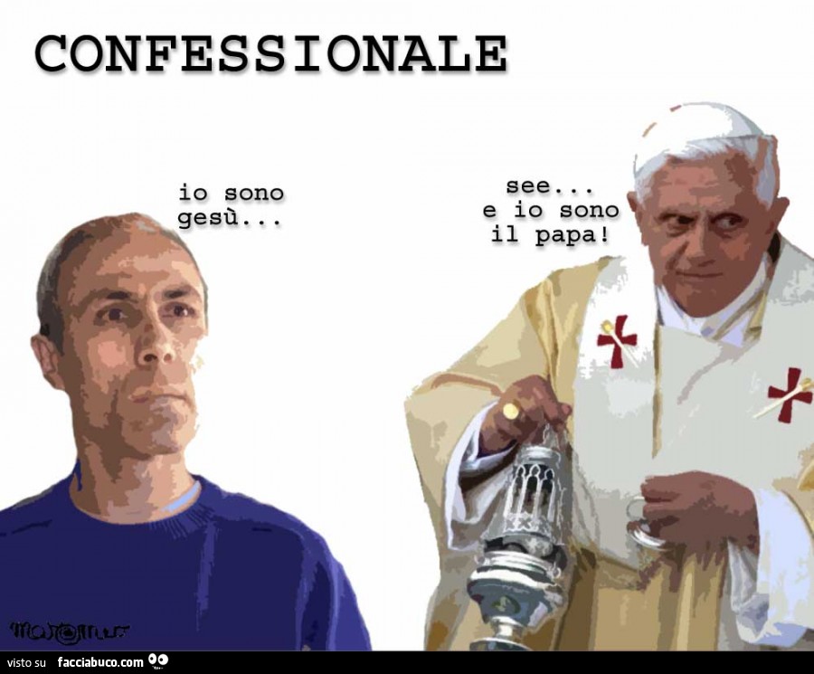 Confessionale. Io sono Gesù. See e io sono il Papa