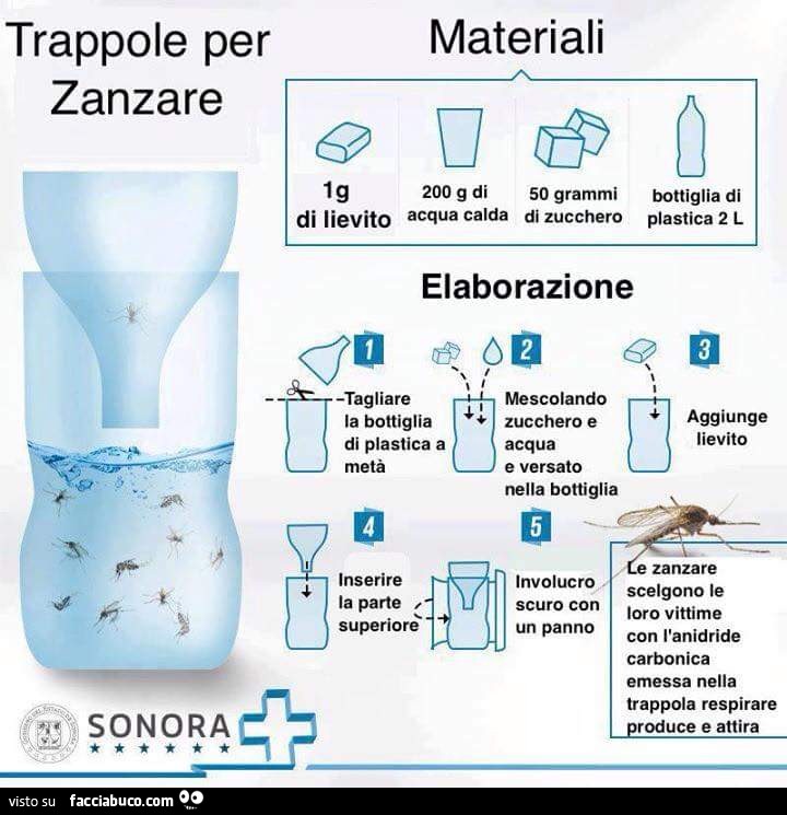 Trappole per zanzare con una bottiglia