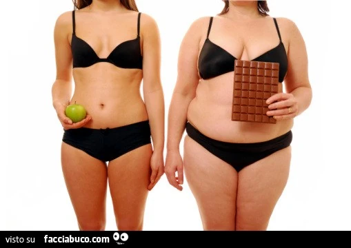 Magra con la mela. Grassa con la cioccolata