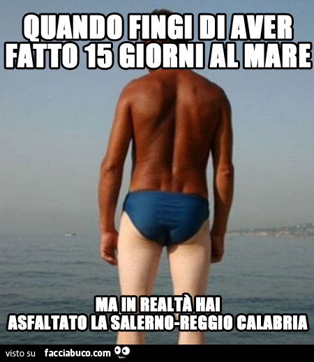 Quando fingi di aver fatto 15 giorni al mare ma in realtà hai asfaltato la Salerno Reggio Calabria