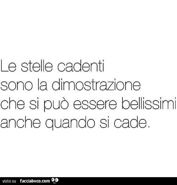 Le stelle cadenti sono la dimostrazione che si può essere bellissimi anche quando si cade