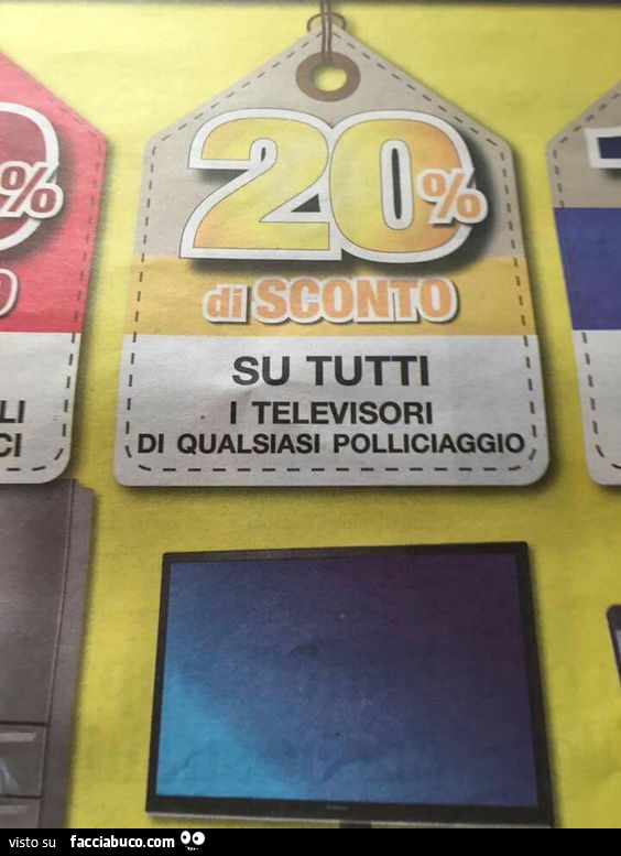 20% di sconto su tutti i televisori di qualsiasi polliciaggio