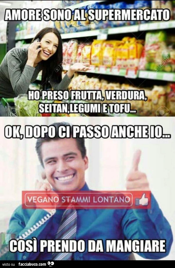 Amore sono al supermercato ho preso frutta, verdura, seitan, legumi e tofu&hellip; ok, dopo ci passo anche io&hellip; così prendo da mangiare