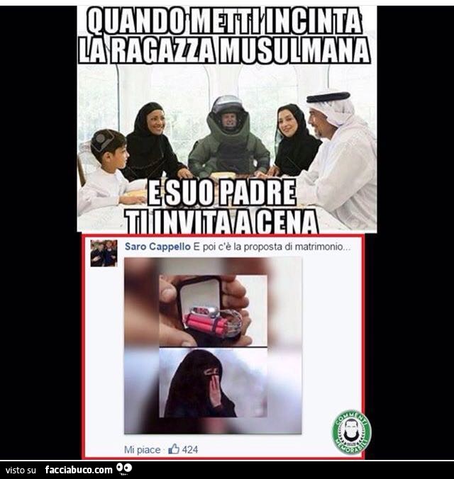 Quando metti incinta la ragazza musulmana e suo padre ti invita a cena. E poi c'è la proposta di matrimonio