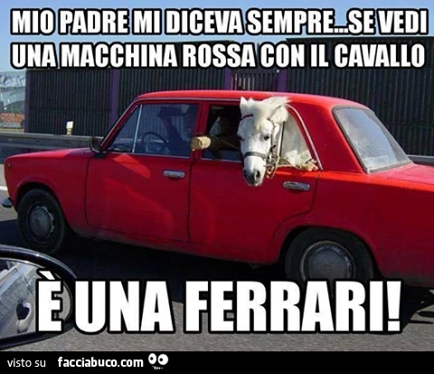 mio padre diceva sempre se vedi una macchina rossa con un cavallo è una ferrari!