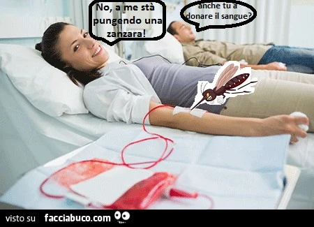Anche tu a donare il sangue? No, a me sta pungendo una zanzara