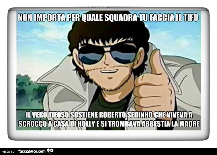 Non importa per quale squadra tu faccia il tifo. Il vero tifoso sostiene Roberto Sedinho che viveva a scrocco a casa di Holly e si trombava abbestia la madre