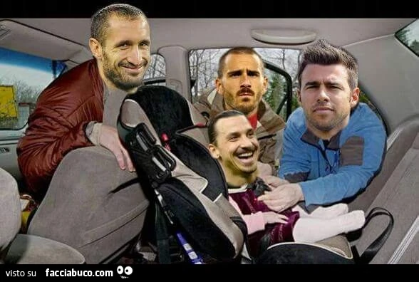 Chiellini Bonucci e Barzagli con il piccolo Ibra